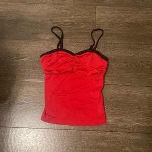 SHEIN Vibrant Red Camisole with Elegant Black Accents